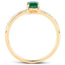 0.59 Carat Genuine Zambian Emerald and White Diamond 14K Yellow Gold Ring-6