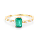 0.59 Carat Genuine Zambian Emerald and White Diamond 14K Yellow Gold Ring-7