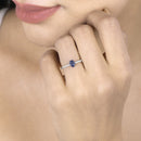 0.54 Carat Genuine Blue Sapphire and White Diamond 14K White Gold Ring-14
