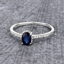 0.54 Carat Genuine Blue Sapphire and White Diamond 14K White Gold Ring-8