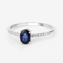 0.54 Carat Genuine Blue Sapphire and White Diamond 14K White Gold Ring-9