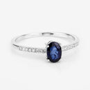 0.54 Carat Genuine Blue Sapphire and White Diamond 14K White Gold Ring-10