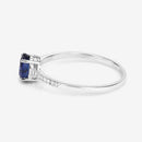 0.54 Carat Genuine Blue Sapphire and White Diamond 14K White Gold Ring-11