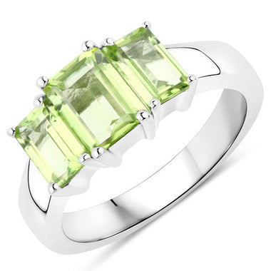 2.10 Carat Genuine Peridot .925 Sterling Silver Ring - 0