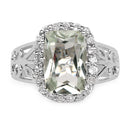 3.94 Carat Genuine Green Amethyst and White Topaz .925 Sterling Silver Ring-6