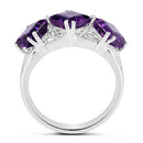 3.09 Carat Genuine Amethyst and White Topaz .925 Sterling Silver Ring-5