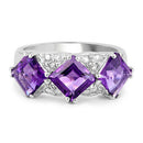 3.09 Carat Genuine Amethyst and White Topaz .925 Sterling Silver Ring-6