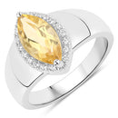 1.49 Carat Genuine Citrine and White Topaz .925 Sterling Silver Ring-2