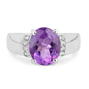 3.32 Carat Genuine  Amethyst and White Topaz .925 Sterling Silver Ring-6