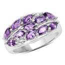 1.67 Carat Genuine  Amethyst and White Topaz .925 Sterling Silver Ring-4