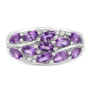 1.67 Carat Genuine  Amethyst and White Topaz .925 Sterling Silver Ring-6