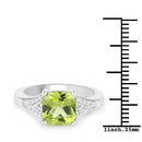2.27 Carat Genuine Peridot and White Zircon .925 Sterling Silver Ring-6