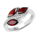 1.98 Carat Genuine  Garnet and White Topaz .925 Sterling Silver Ring-4