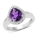 1.77 Carat Genuine Amethyst and White Topaz .925 Sterling Silver Ring-4