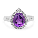 1.77 Carat Genuine Amethyst and White Topaz .925 Sterling Silver Ring-6