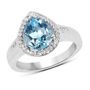 2.42 Carat Genuine Blue Topaz and White Topaz .925 Sterling Silver Ring-4
