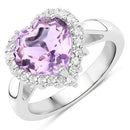 4.03 Carat Genuine Pink Amethyst and White Topaz .925 Sterling Silver Ring-2