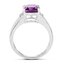 2.65 Carat Genuine  Amethyst and White Topaz .925 Sterling Silver Ring-5