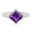 2.55 Carat Genuine Amethyst and White Topaz .925 Sterling Silver Ring-6