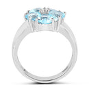 2.58 Carat Genuine Blue Topaz and White Topaz .925 Sterling Silver Ring-5