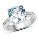 4.62 Carat Genuine Blue Topaz and White Topaz .925 Sterling Silver Ring-4
