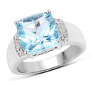 4.58 Carat Genuine Blue Topaz and White Topaz .925 Sterling Silver Ring-4