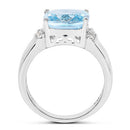 4.58 Carat Genuine Blue Topaz and White Topaz .925 Sterling Silver Ring-5