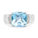 4.58 Carat Genuine Blue Topaz and White Topaz .925 Sterling Silver Ring-6