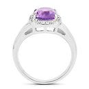 2.13 Carat Genuine  Amethyst and White Topaz .925 Sterling Silver Ring-5