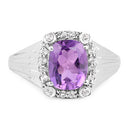 2.13 Carat Genuine  Amethyst and White Topaz .925 Sterling Silver Ring-6