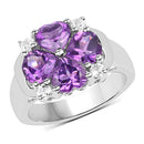 3.12 Carat Genuine Amethyst and White Topaz .925 Sterling Silver Ring-4