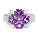3.12 Carat Genuine Amethyst and White Topaz .925 Sterling Silver Ring-6