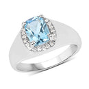 1.62 Carat Genuine Blue Topaz and White Topaz .925 Sterling Silver Ring-4