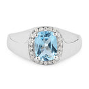 1.62 Carat Genuine Blue Topaz and White Topaz .925 Sterling Silver Ring-6