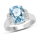 4.28 Carat Genuine Blue Topaz and White Topaz .925 Sterling Silver Ring-4
