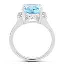 4.28 Carat Genuine Blue Topaz and White Topaz .925 Sterling Silver Ring-5