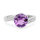2.55 Carat Genuine Amethyst and White Topaz .925 Sterling Silver Ring-6