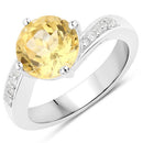 2.55 Carat Genuine Citrine and White Topaz .925 Sterling Silver Ring-2