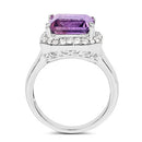 4.42 Carat Genuine  Amethyst and White Topaz .925 Sterling Silver Ring-5
