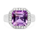 4.42 Carat Genuine  Amethyst and White Topaz .925 Sterling Silver Ring-6