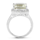4.52 Carat Genuine Green Amethyst and White Topaz .925 Sterling Silver Ring-5