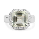 4.52 Carat Genuine Green Amethyst and White Topaz .925 Sterling Silver Ring-6