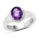 1.73 Carat Genuine  Amethyst and White Topaz .925 Sterling Silver Ring-4