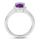 1.73 Carat Genuine  Amethyst and White Topaz .925 Sterling Silver Ring-5