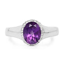 1.73 Carat Genuine  Amethyst and White Topaz .925 Sterling Silver Ring-6