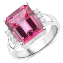 7.39 Carat Genuine Pink Topaz and White Topaz .925 Sterling Silver Ring-2