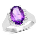 3.12 Carat Genuine  Amethyst and White Topaz .925 Sterling Silver Ring-4