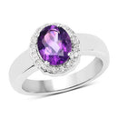 1.68 Carat Genuine  Amethyst and White Topaz .925 Sterling Silver Ring-4