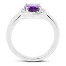 1.68 Carat Genuine  Amethyst and White Topaz .925 Sterling Silver Ring-5