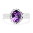 1.68 Carat Genuine  Amethyst and White Topaz .925 Sterling Silver Ring-6